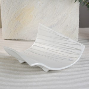 Luster White Origami Sashimi Plate- Side view